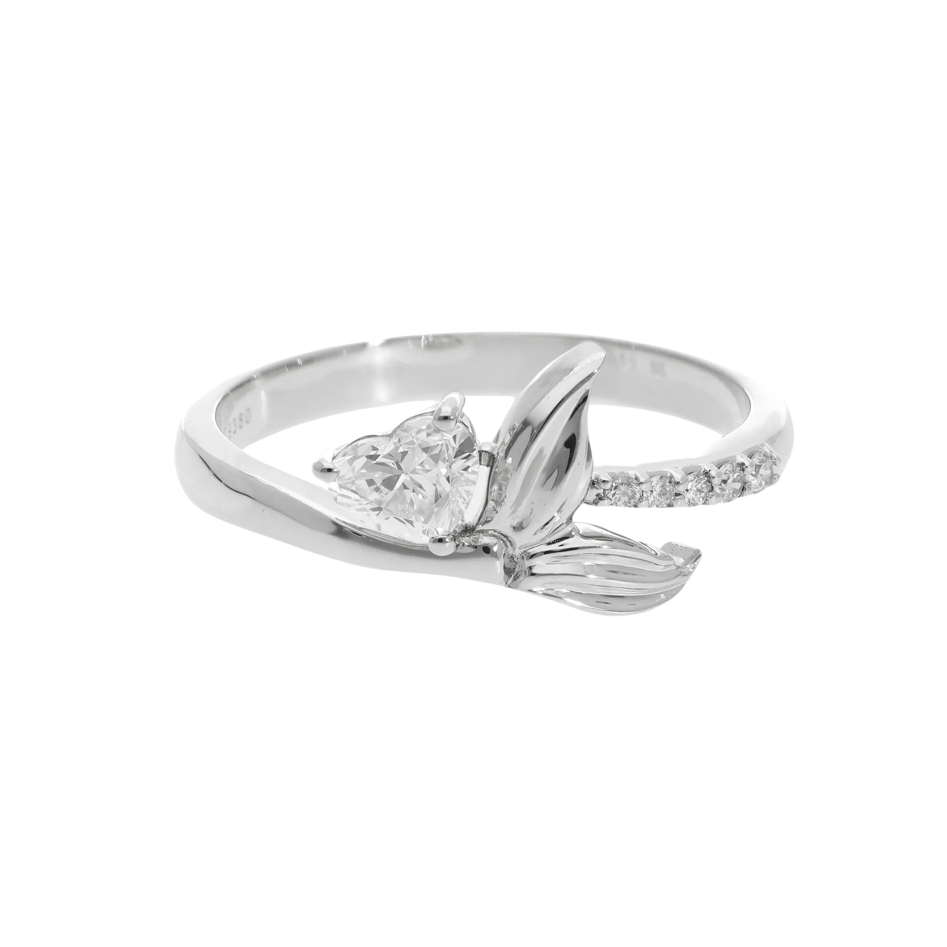 0.48 Ct Natural Heart Cut Diamond Mermaid Ring - Helodia Jewelry