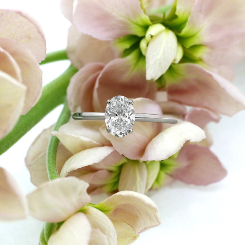 Oval Cut Lab Grown Diamond Solitaire Engagement Ring - Helodia Jewelry