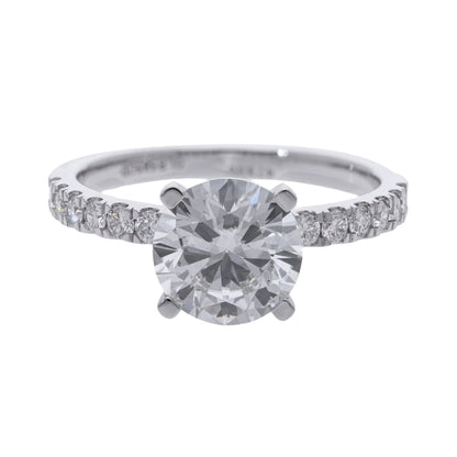 Brilliant Cut Lab Grown Diamond with Side Stones Engagement Ring - Helodia Jewelry