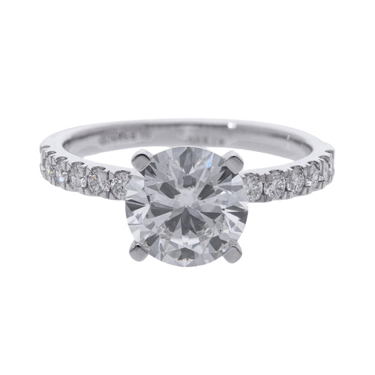 Brilliant Cut Lab Grown Diamond with Side Stones Engagement Ring - Helodia Jewelry
