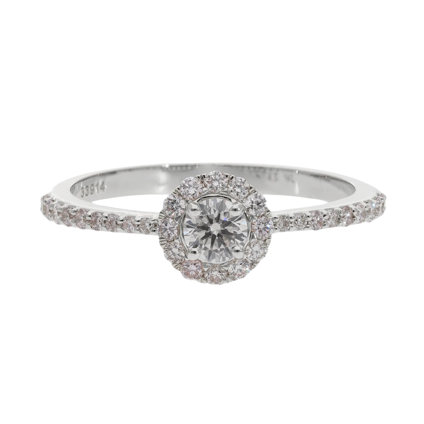 0.48 Ct Brilliant Cut Natural Diamond Halo Engagement Ring - Helodia Jewelry