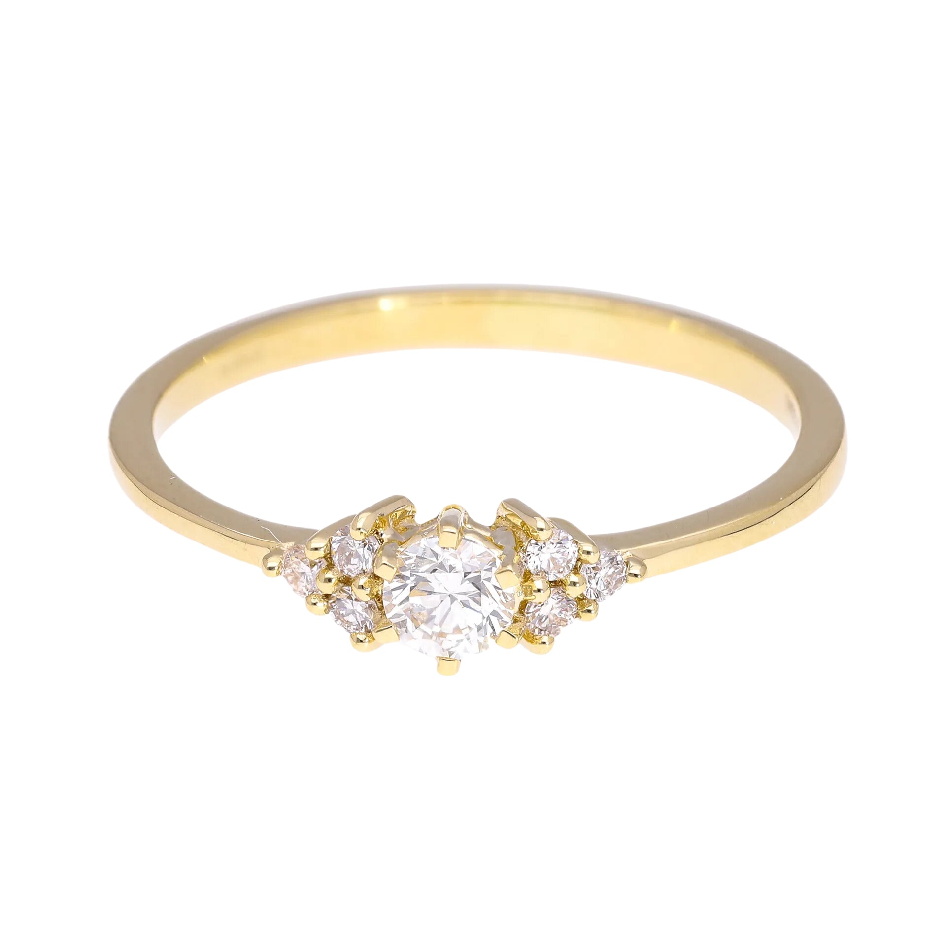 0.27 Ct Natural Brilliant Cut Diamond with Side Stones Ring - Helodia Jewelry