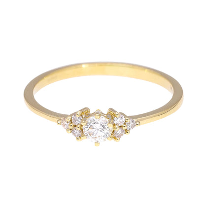 0.27 Ct Natural Brilliant Cut Diamond with Side Stones Ring - Helodia Jewelry