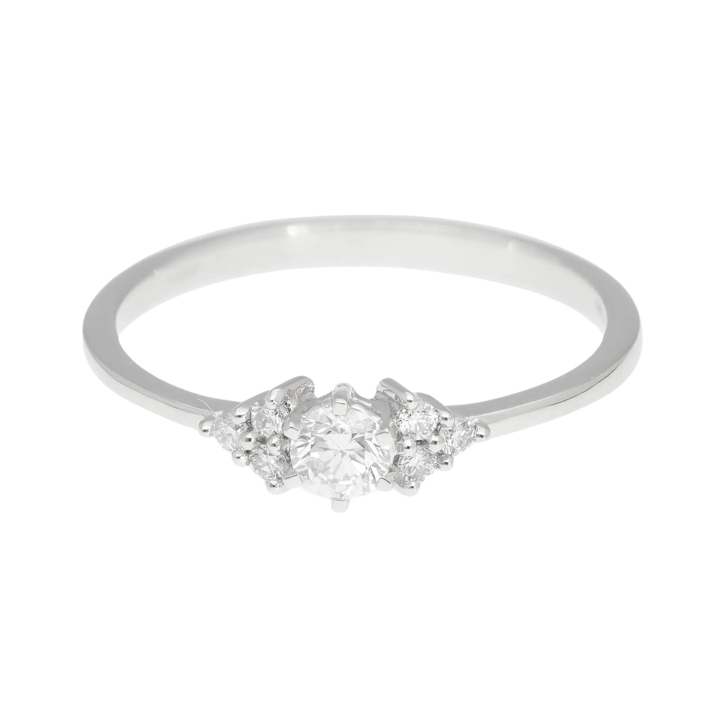 0.27 Ct Natural Brilliant Cut Diamond with Side Stones Ring - Helodia Jewelry