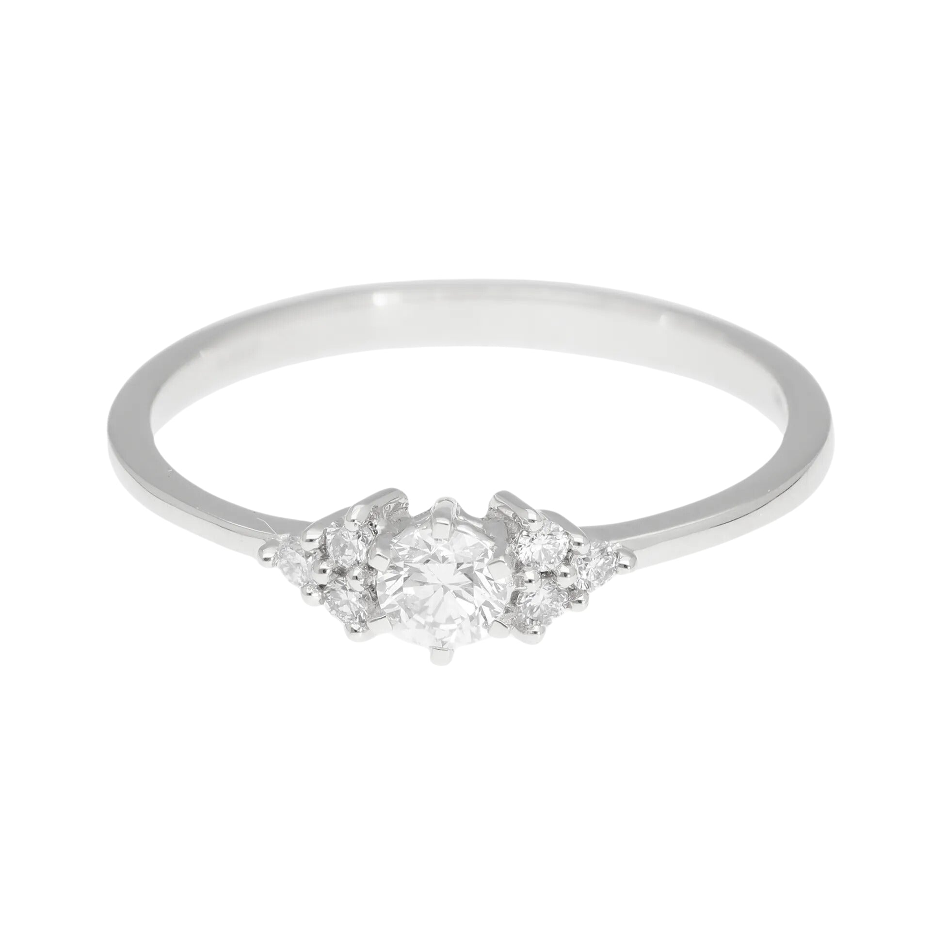 0.27 Ct Natural Brilliant Cut Diamond with Side Stones Ring - Helodia Jewelry