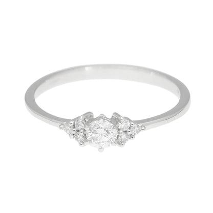 0.27 Ct Natural Brilliant Cut Diamond with Side Stones Ring - Helodia Jewelry