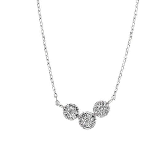 0.30 Ct Natural Three Diamond Melina Necklace