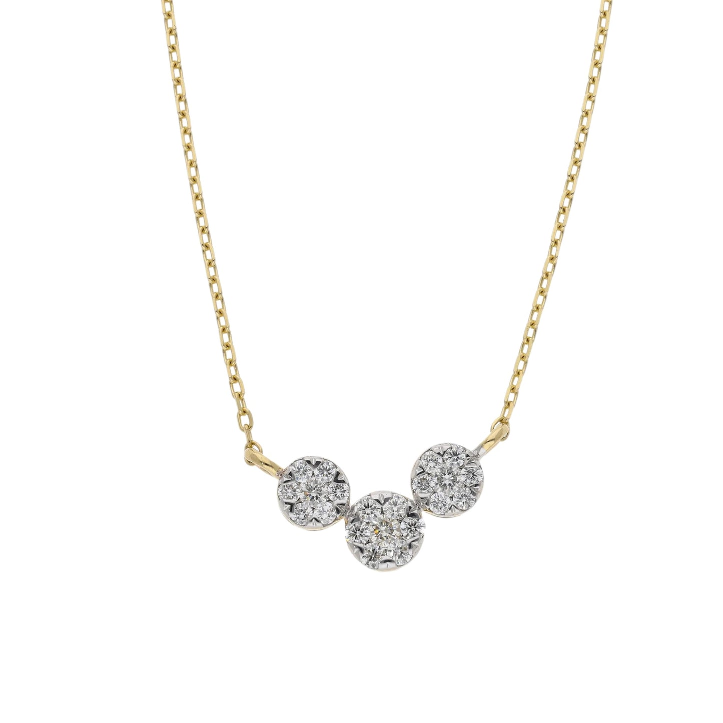 0.30 Ct Natural Three Diamond Melina Necklace