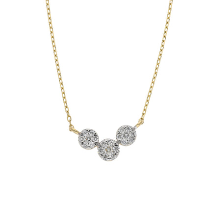 0.30 Ct Natural Three Diamond Melina Necklace