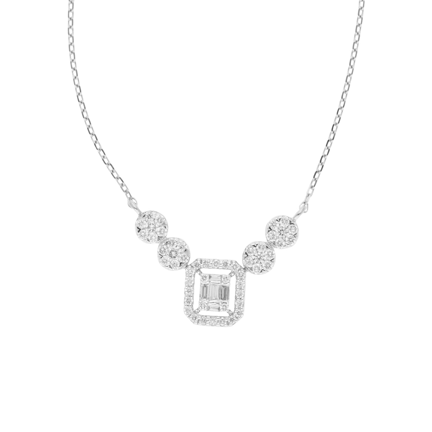 0.50 Ct Natural Baguette Diamond Melina Necklace