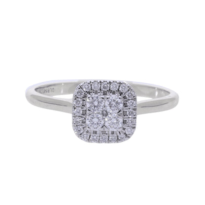 0.27 Ct Four Natural Diamond Square Halo Ring - Helodia Jewelry