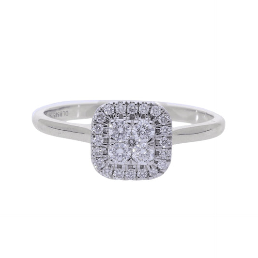 0.27 Ct Four Natural Diamond Square Halo Ring - Helodia Jewelry