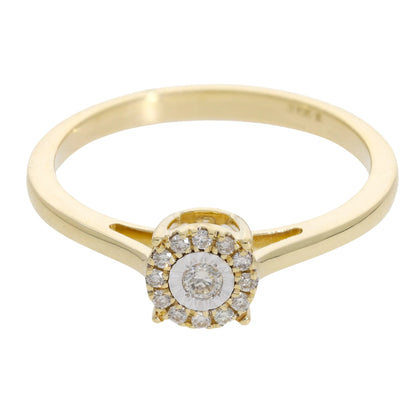 0.16 Ct Natural Diamond Halo Ring - Helodia Jewelry