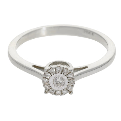0.16 Ct Natural Diamond Halo Ring - Helodia Jewelry
