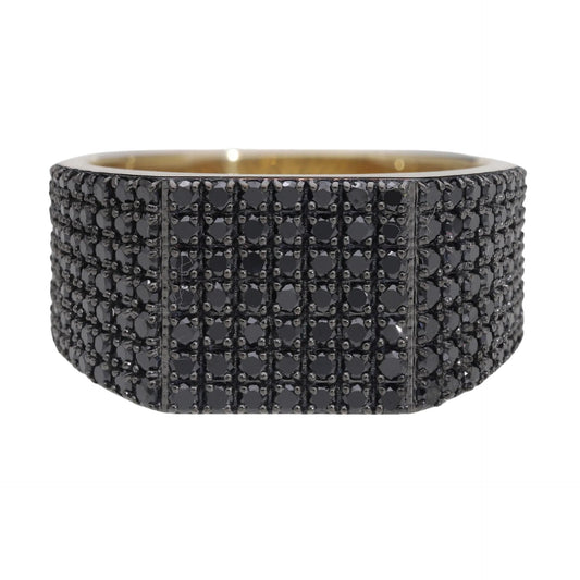 1.58 Ct Royal Natural Black Iced-Out Diamond Ring - Helodia Jewelry