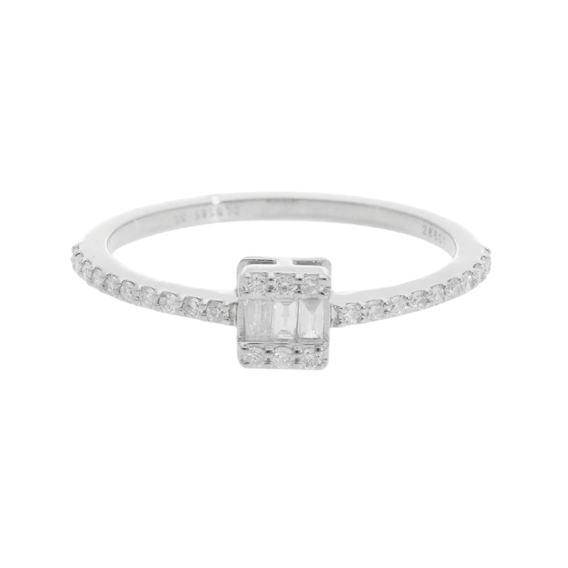 0.35 Ct Natural Baguette Diamond Engagement Ring