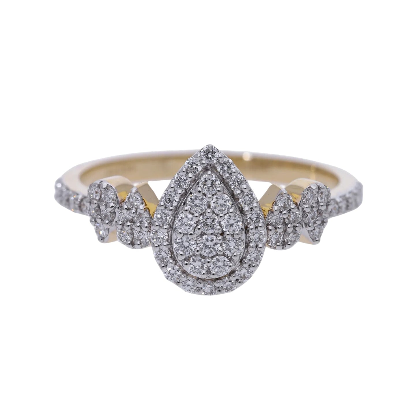 0.47 Ct Natural Diamond Pear Shaped Ring - Helodia Jewelry