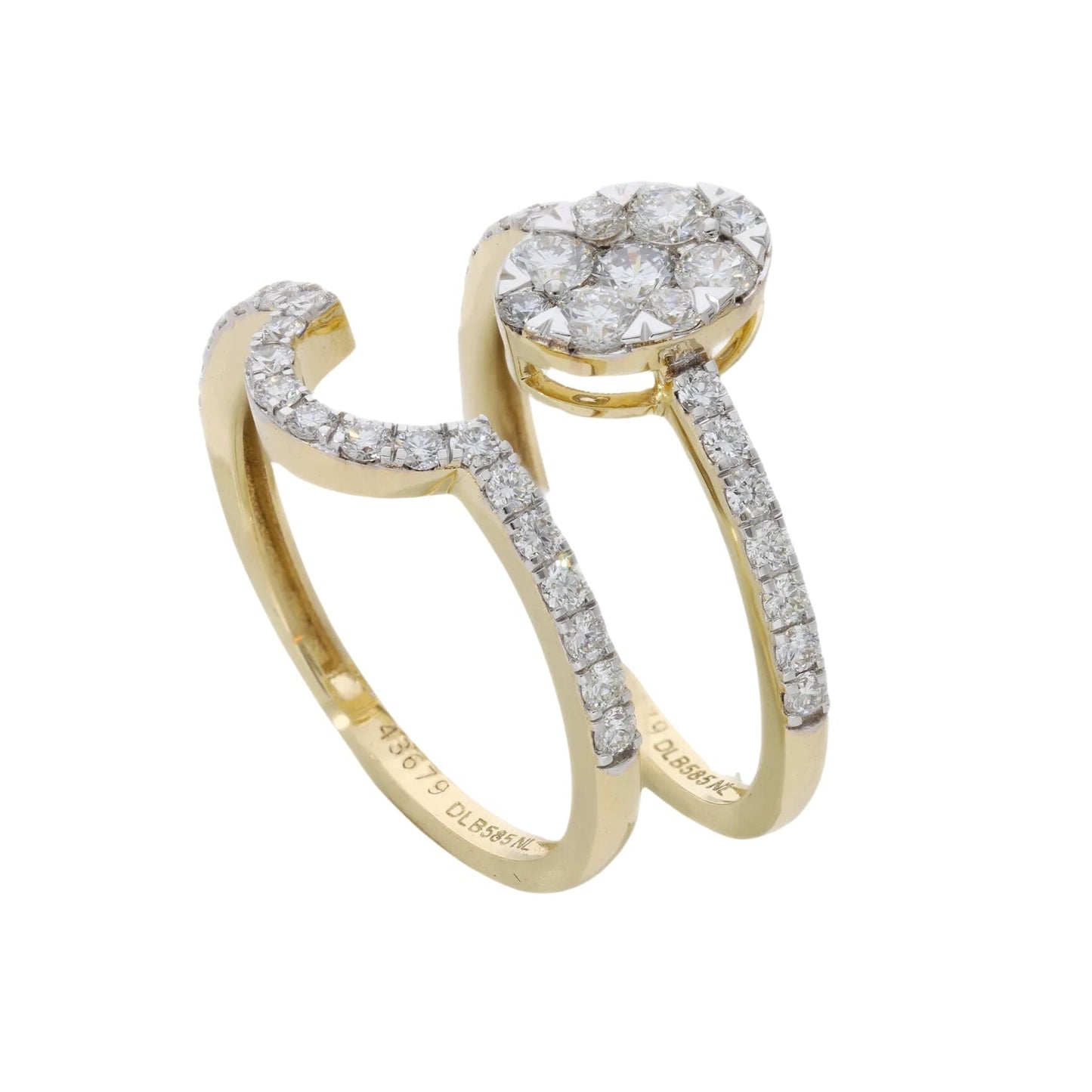 0.95 Ct Natural Diamond Oval Shaped Ring Set - Helodia Jewelry
