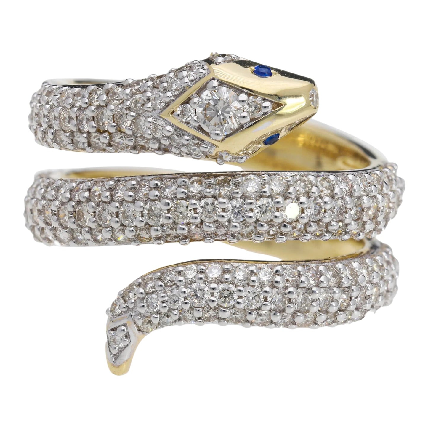 1.65 Ct Natural Diamond Snake Ring - Helodia Jewelry