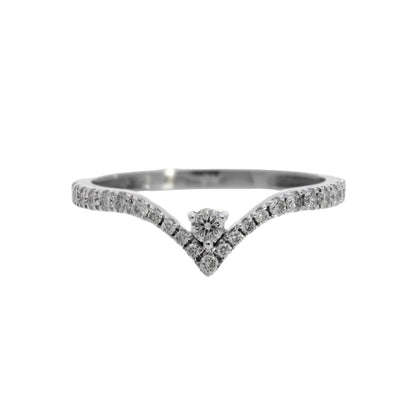 0.30 Ct Natural Brilliant Cut Diamond V Shaped Ring - Helodia Jewelry