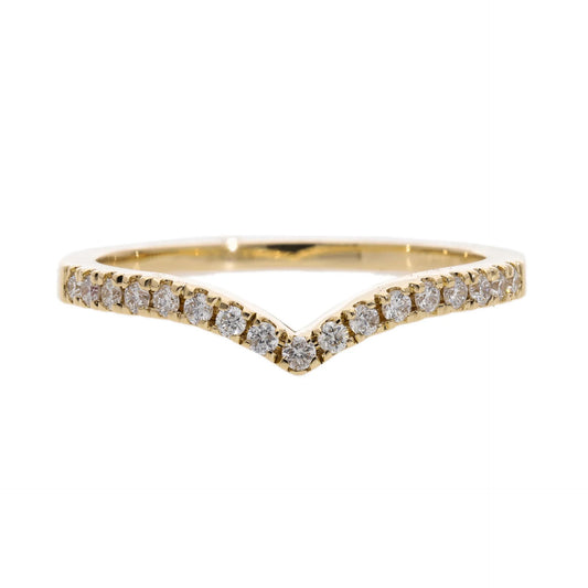 0.42 Ct Natural Pavé Diamond V Shaped Eternity Ring - Helodia Jewelry