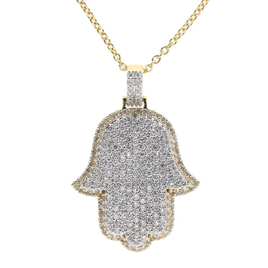 1.70 Ct Natural Diamond Iced-Out Hamsa Charm