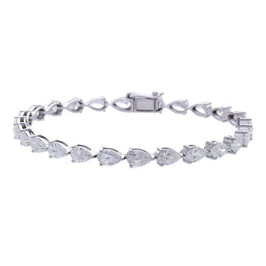 7.90 Ct Lab Grown Pear Cut Diamond Tennis Bracelet - Helodia Jewelry