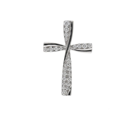 0.35 Ct Natural Diamond Twisted Cross Charm