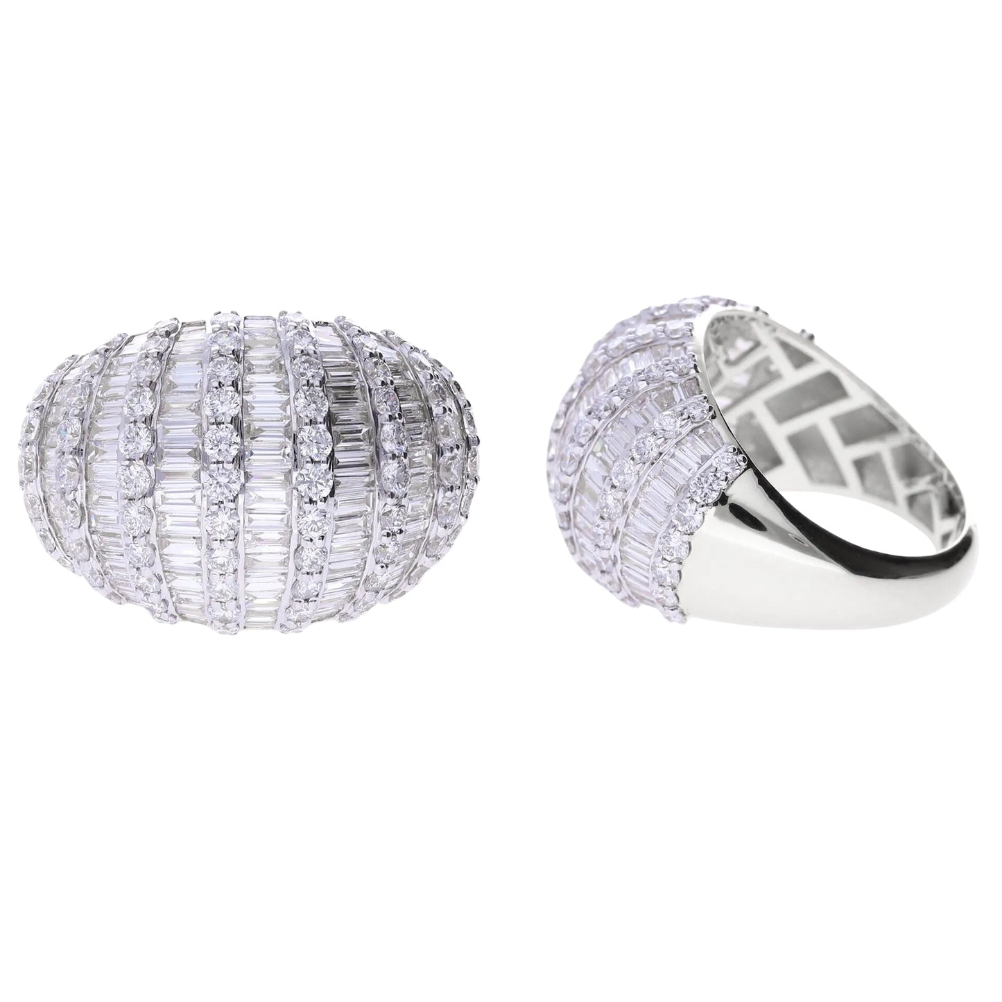 3.05 Ct Royal Natural Baguette Diamond Large Cluster Ring - Helodia Jewelry