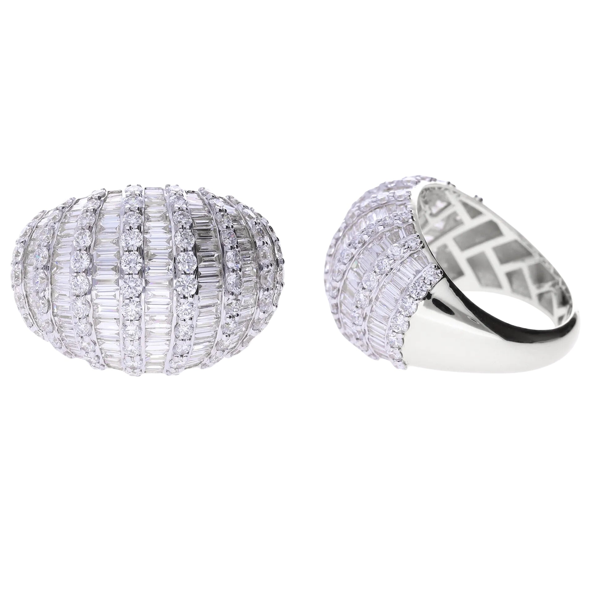 3.05 Ct Royal Natural Baguette Diamond Large Cluster Ring - Helodia Jewelry