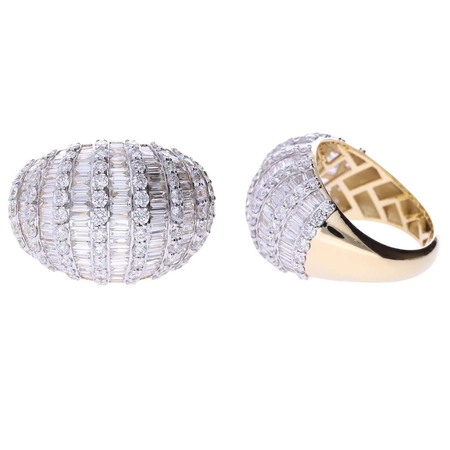 3.05 Ct Royal Natural Baguette Diamond Large Cluster Ring - Helodia Jewelry