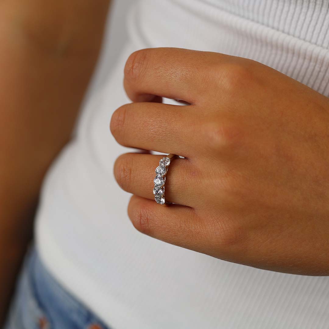 4 Ct Lab Grown Diamond Half Wedding Ring - Helodia Jewelry