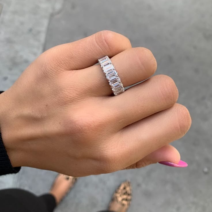 5.13 Ct Lab Grown Baguette Diamond Eternity Ring - Helodia Jewelry